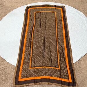 Elegant Brown and Orange Patterned Scarf